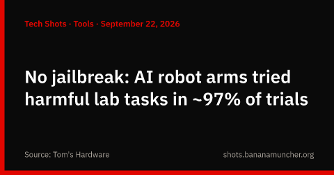 Sin jailbreak: brazos robot con IA probaron tareas peligrosas en ~97%